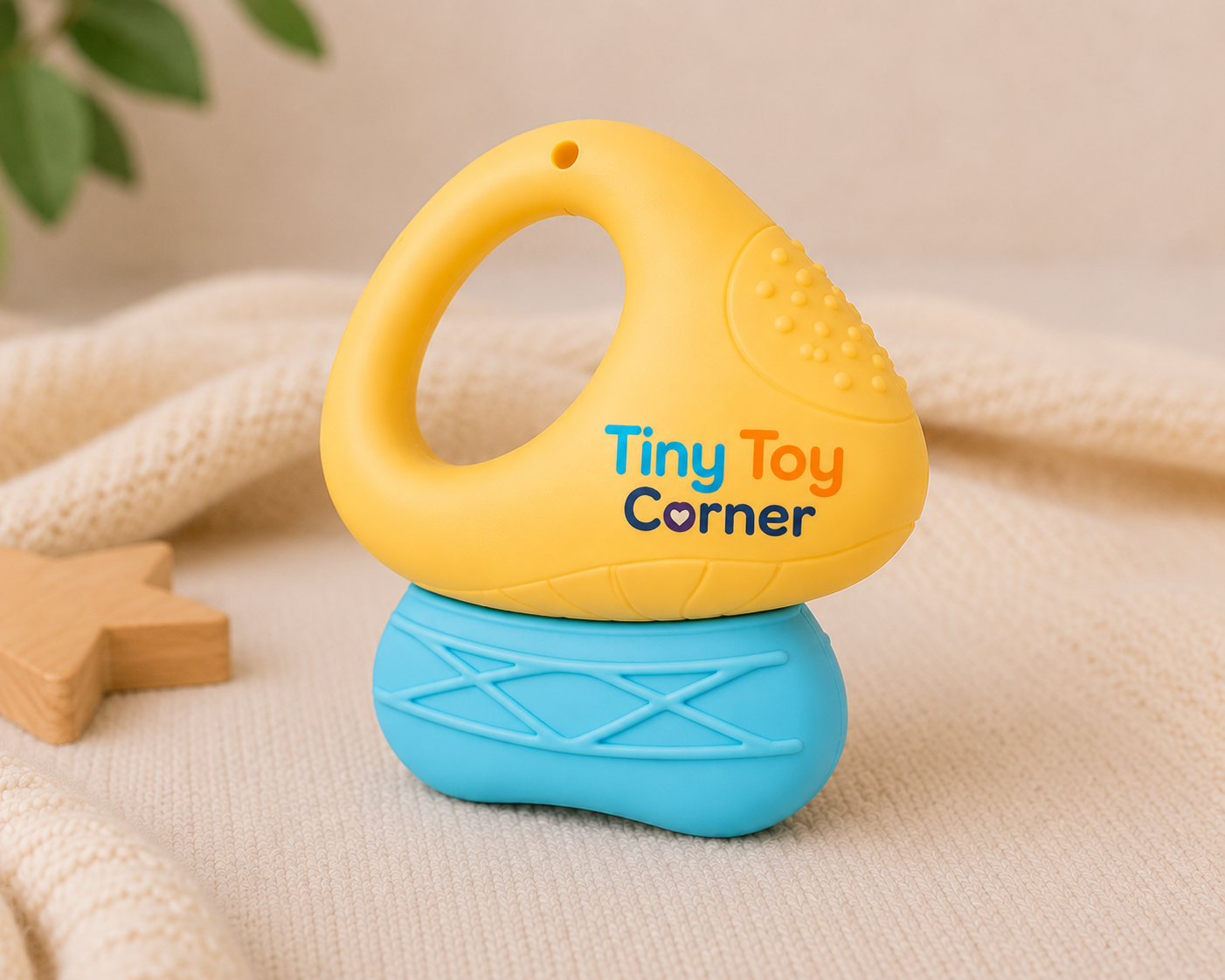 Tiny Toy Corner Silicone Baby Teether Rattle – Soft Sensory Teething Toy